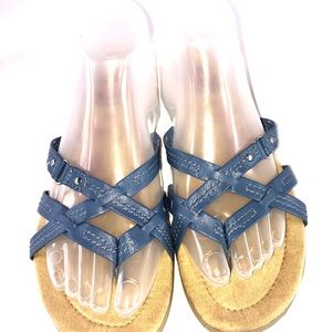 Leather strap blue earth spirit slides Women’s 6.5